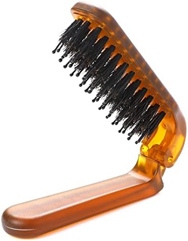Travel Hair Brush Foldable Brush Bristles Hair Comb Folding Brush Portable Pocket Boar Bristle Hair Brush Collapsable Hair Brush for Thin Thick Hair Mini Hair Brush for Women Men Hair Restore Shine