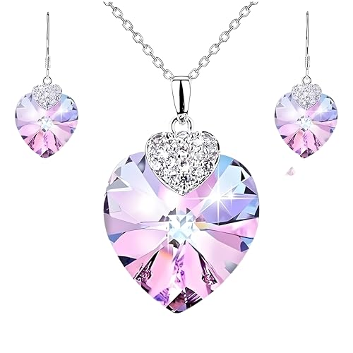 Collar de corazón morado de amatista para lucir en cenas y eventos especiales