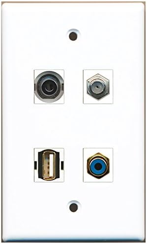 RiteAV - Cable Coaxial De 1 Puerto TV- F-Type 1 Port Phone RJ11 RJ12 Beige 1 RiteAV - 1ポート RCA ブルー 1ポート 同軸ケーブル TV - Fタイプ 1ポート USB A-A 1ポート 3.5m