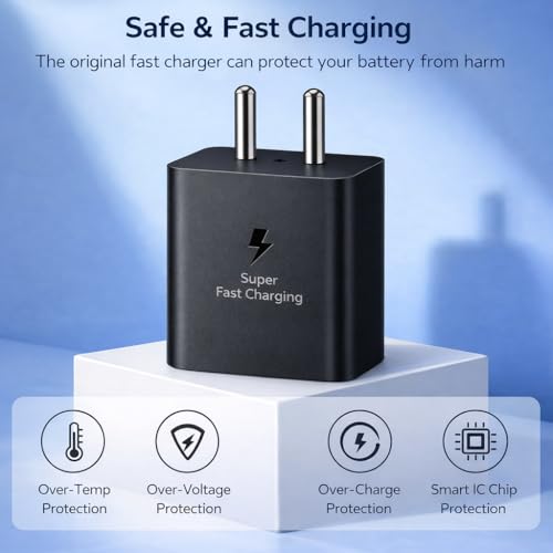 Image of 25W PD 3.0 Type C Fast Charging Adapter for Samsung Galaxy M17|M07|M36|M06|A55|A35|F06|S25 fe|S22|S24|F36|F16|M35|S23|A06|S25 Plus|Tab S11| 25W for Samsung Phones (HS 45 /JS2)