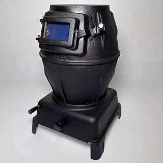 Compact Cast Iron Wood Stove with Viewing Window - Multi-Purpose Heating Solution Includes Fire Hook, Shovel & Ash Hopper - Available in 2 Sizes (28x28x45cm)