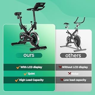 ONETWOFIT Exercise Bike, Spin Bike with Adjustable Magnetic Resistance, Professional Quiet Stationary Bike with LCD Display, Tablet Holder for Home Gym Use（Flywheel weight: 10 kg）