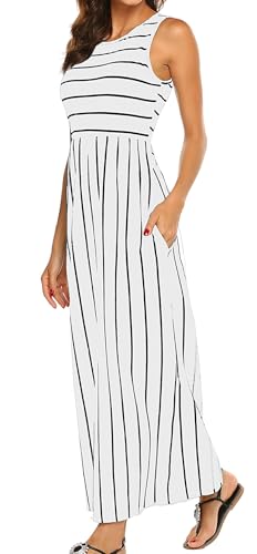 Hount Women's Pockets Swing Summer Sleeveless Striped...