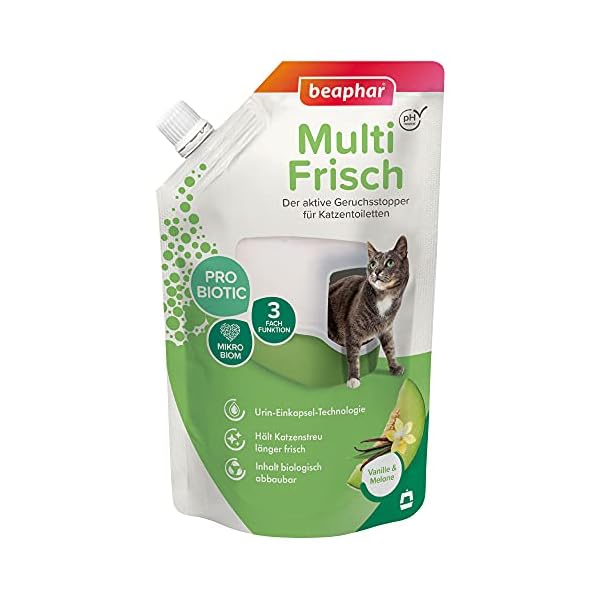 Beaphar Multi Frisch - Geruchsneutralisierer für Katzenklos - Verlängert die Haltbarkeit von Katzenstreu - Duft nach Vanille & Melone - 400 g