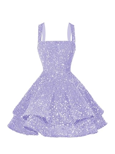 Image of vintys Teens Sequin Short Homecoming Dresses 16 Photo Shoot Tiered Cocktail Party Dress VS116