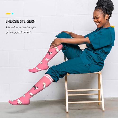 ACTINPUT Kompressionsstrümpfe Damen und Herren,7 Paar Kniestrümpfe Stützstrümpfe Kompressionssocken Ohne Baumwolle Trombosestruempfe Stützkniestrümpfe Compression Socks(7106 - Mehrfarbig,S-M)