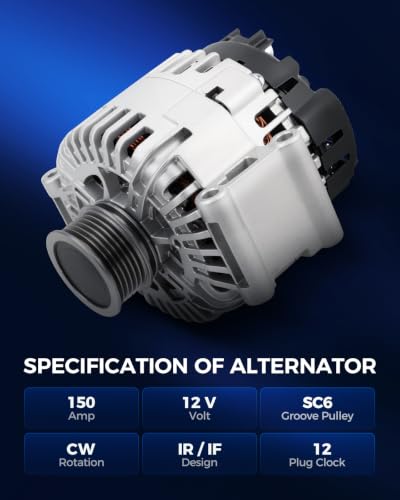 Image of KAX New Alternator Fit for 2009-2017 Volkswagen Tiguan, 2008-2010 2012-2013 Jetta, 2009-2017 CC, 2008-2014 GTI, 2002-2009 A4, 2009-2016 Eos, 2008-2010 Passat 11070N 12V 150Amp CW 6-Groove Pulley