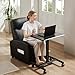 DUMOS Small Standing Desk Mobile Portable Rolling Laptop PC Table on Wheels Adjustable Height Computer Workstation for Home Office, 19 Inch, Black