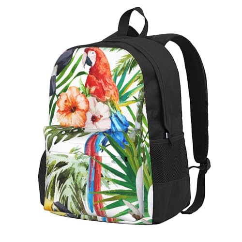 Sac à dos résistant à l'eau toucans motif perroquet végétal