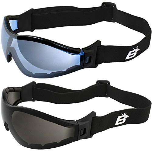 Gafas de motocicleta antivaho Boogie cristales espejo azul y espuma para paracaidismo y esquí