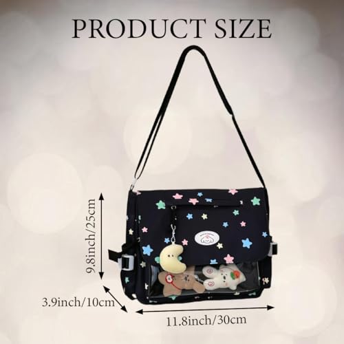 Kawaii Ita Bag Messenger – Japanese Crossbody Purse with Cute Plush Dolls & Pendant, Gift Women Her3
