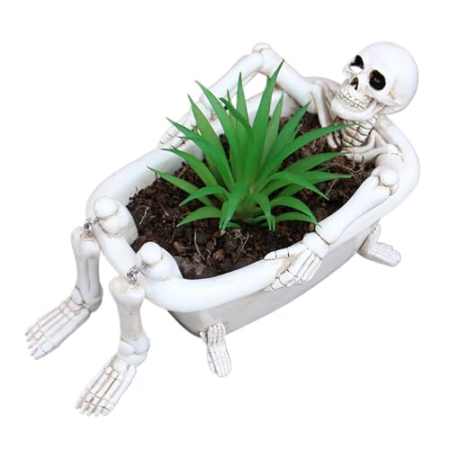 Yulokdwi Maceta Decorativa para Plantas - Soporte de Jardín para Macetas,Tiesto de Resina con Calavera Decorativo para Bañera, Alfeizar, Escritorio y Centro de Mesa en Interior