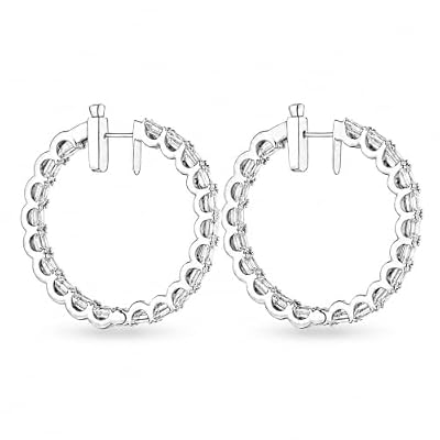 Caelune 9.97 Carat Diamond Hoop Earrings in 18K White Gold