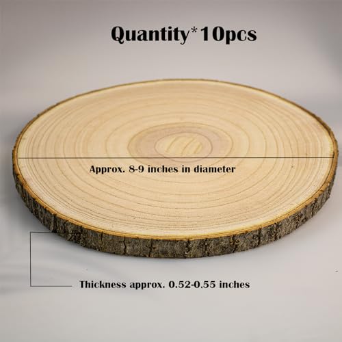 image for SENMUT 10 pcs Large Unfinished Wood Slices for Centerpieces 8-9 inches