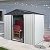 Ball cast 8x4ft metal outdoor storage shed with sliding lockable door and foundationsteel garden sheds wsloped roofall weather waterproof tool housefor backyardpatiolawngardenwhiteblack  urban country home decor