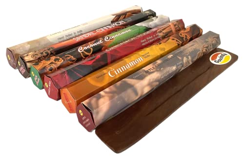 Sreevani Incense Sticks Variety Pack #13 And Incense Stick Holder Bundle Gift Set With 6 Cinnamon Fragrances #TOP5
