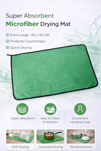 Image of Cleaning Cloth for Car, Bike & Home - Ultra Soft, Dual-Sided Green & Grey Towel - High Absorbent, Lint-Free, Scratch-Free - Reusable Washable 40X30 CM - Pack of 1 (Green)