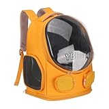 PETAXCELL Pet Backpack Carrier, Portable and Ventilated, Oxford Cloth, Dog Cat Travel Bag with Transparent Cover 13.78', (Orange, 1 Pcs), Intended for Hiking/Camping/Traveling