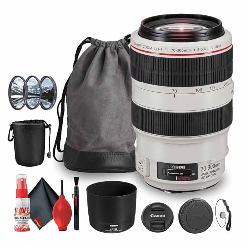 Image of Canon EF 70-300mm f/4-5.6L is USM Telephoto Zoom Lens (4426B008AA) + Lens Pouch + Filter Kit + Cap Keeper + Cleaning Kit