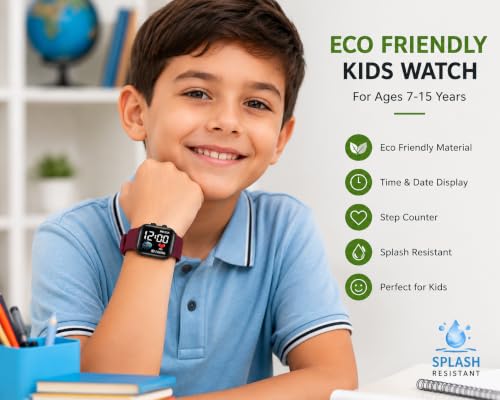 Image of XENTON Kids Digital Watch for Boys & Girls | LED Display Wrist Watch | One Touch Time & Date Display | Adjustable Strap | Lightweight Casual Watch for Kids Boys (Red)
