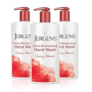 Jergens Extra Moisturizing Hand Soap, Liquid Soap Refill with Jergens Cherry Almond Scent, Hand Wash For Dry Hands, 8.3oz, Pack of 3