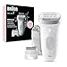 Braun Silk-épil 7 SE 7-041 Wet & Dry Epilator, Wide Head, Shaver & Trimmer Head, German Made, +4 Extras, Smart Light, 40 MicroGrip Tweezers, Rechargeable Hair Removal Device - White