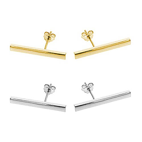 Minimalist 925 Sterling Silver Stud Earrings Modern Bar Design