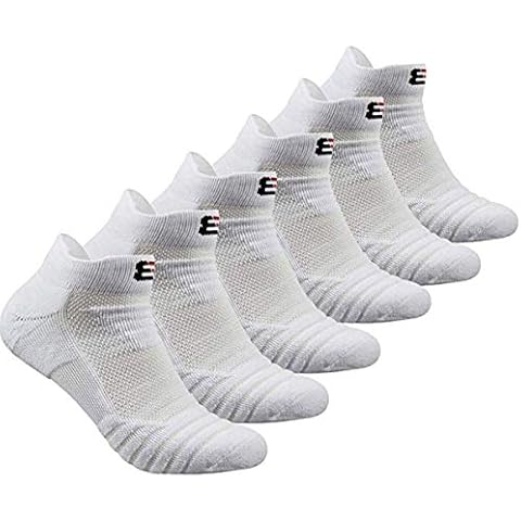 Belisy Mens Athletic Compression Crew Ankle Quarter Socks 6 Packs For Basketball & Running（XL/Fit US Size 10-11.5） White X-Large Cover