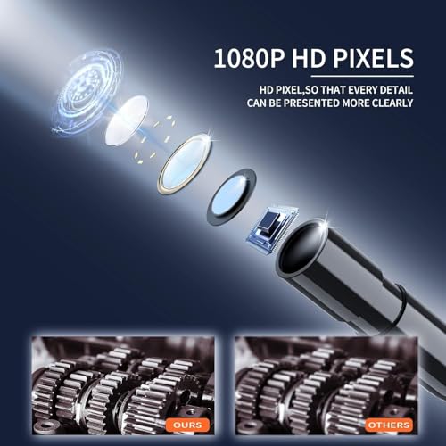 Image of MICROWARE Endoscope Camera with Light, Borescope Camera with 4.3 inch IPS Screen, 1080P HD with 8 LED Lights, 16.4FT Semi-Rigid Cord Bore Scope, Gadgets for Men & Tools for Men