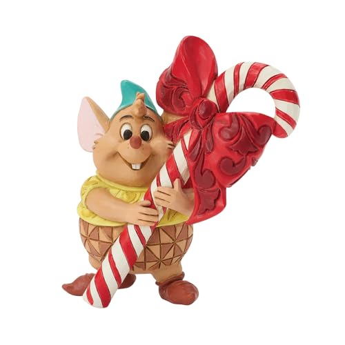 Image of Enesco Disney Traditions by Jim Shore Cinderella Gus Holding a Candy Cane Miniature Figurine, 3.35 Inch, Multicolor