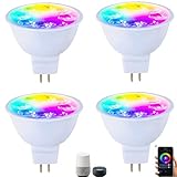 Smart MR16 LED Bulb Dimmable Color Changing, 12V Gu5.3 Bi-pin Base, WiFi & Bluetooth LED Bulbs Work with Alexa Google, Color Changing Sync with Music, for Living Room, Bedroom, Office,Hotel etc. 4Pack