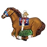 Old World Christmas Racehorse Glass Blown Ornament for Christmas Tree, Handcrafted Holiday Decoration, Horse Collection