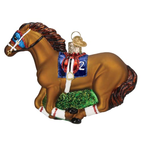 Old World Christmas Racehorse Glass Blown Ornament for Christmas Tree, Handcrafted Holiday Decoration, Horse Collection