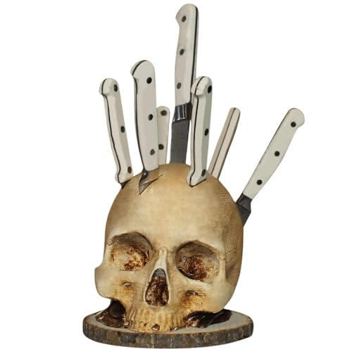 FOGARI KüChe SchäDel Messer Rack, Horror KüChe Lagerung Kopf Rack, schädel deko, Sicher Und Platzsparend, Horror Party Messer Lagerung Rack Dekoration