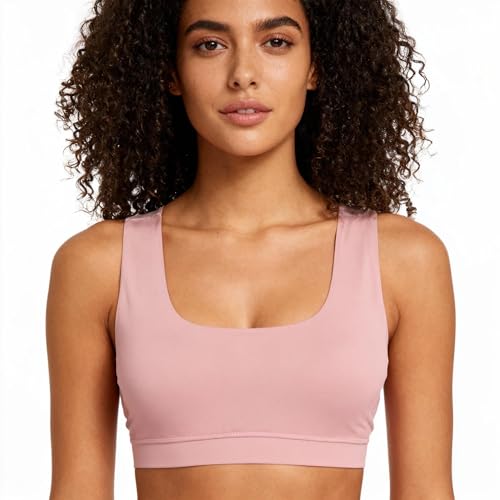 gyprprer Womens 100% Merino Wool Sports Bra Soft Seamless Yoga Bra for Workout Hiking and Daily Wear Moisture-Wicking Breathable Pinks