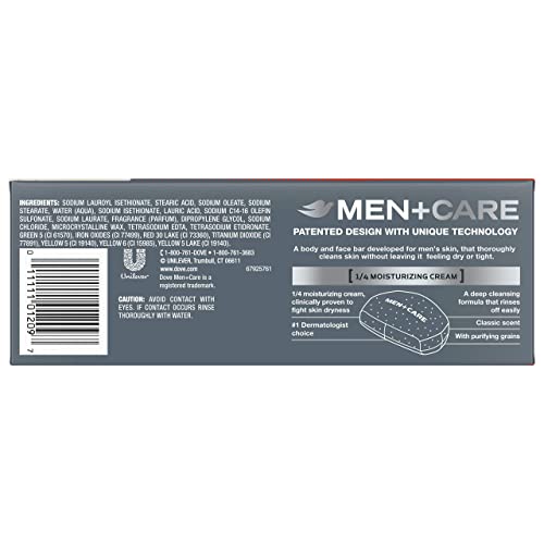 Dove Men+Care Body Soap And Face Bar More Moisturizing Than Bar Soap Deep Clean Effectively Washes Away Bacteria, Nourishes Your Skin,3.75 Ounce (Pack Of 6) #TOP2