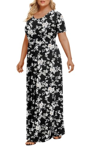Image of LONGYUAN Women's Plus Size Maxi Dresses Summer Short Sleeve Casual Long Dress 2026 XL-6XL