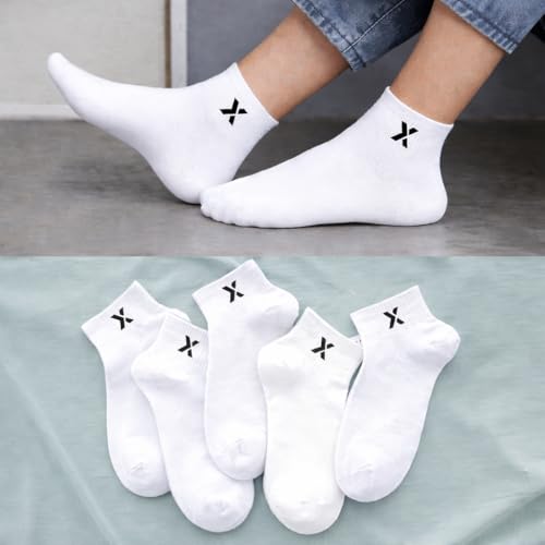 Image of RECKZOZ Men's Cotton Blend Ankle Length Socks, Multicolour, Free Size, Breathable, Casual Wear, 5 Pair