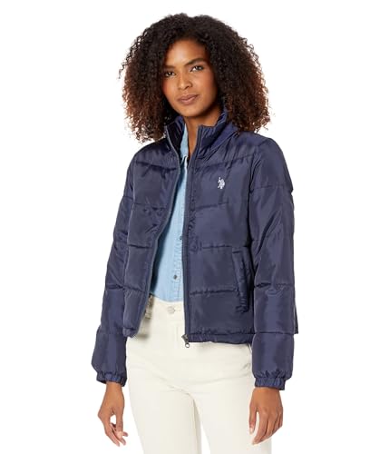 U.S. POLO ASSN. Cropped Puffer Jacket Evening Blue LG