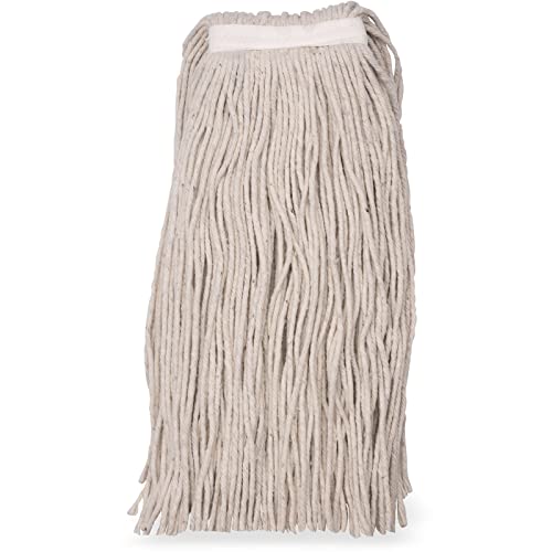 Image of SPARTA Flo-Pac Cotton Mop Head, Cut-End, Narrow Band with White Band for Organized Cleaning, 36 Inches, Tan, (Pack of 12)