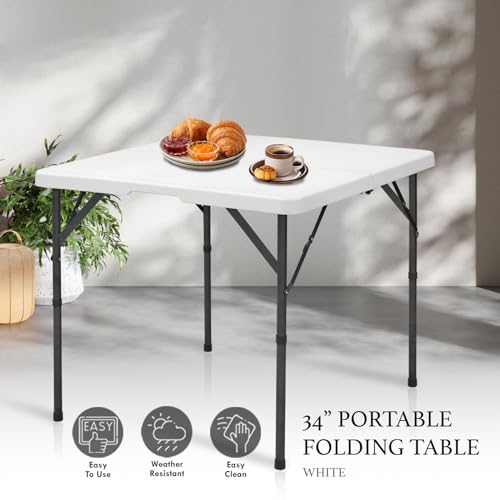 Table pliante 90 cm table carrée portable plastique robuste camping