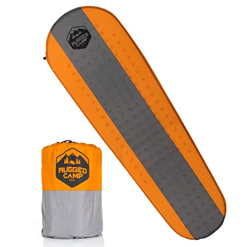 Rugged Camp Self Inflating Sleeping Pad - Foam Camping Mat is 1.5 Inches Thick Perfect for Hiking, Backpacking, Travel - Lightweight, Waterproof & Compact Camping Air Mattress