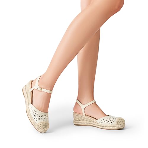 Image of DREAM PAIRS Women's Wedge Sandals, Closed Toe Espadrilles Platform Wedge Heels with Adjustable Ankle Straps and Comfortable Cushion Insoles