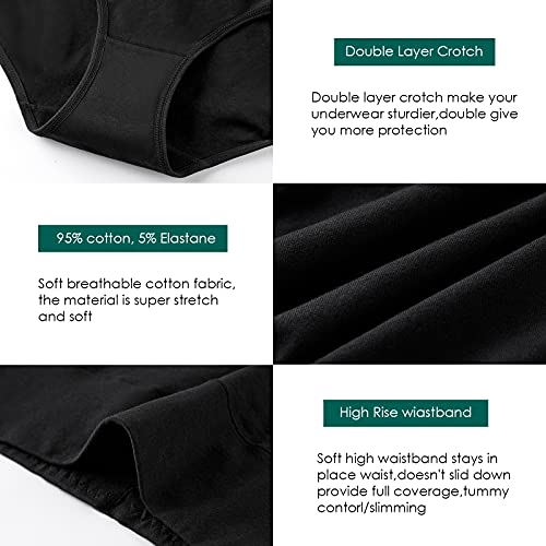 Annenmy Women'S High Waist Cotton Underwear Soft Brief Panties Regular And Plus Size thumb #4