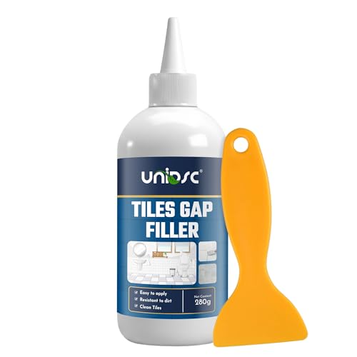 Image of UNIDSC Tiles Gap Filler 280g | Tile Grout Repair Paste for Floor & Wall | Crack Resistant, Waterproof & Long Lasting | Easy Apply Nozzle Bottle | For Bathroom, Kitchen & Floor Tile Joints (280g)