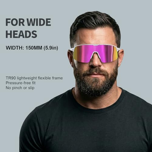Image of BangLong XL 150MM Polarized Sport Sunglasses for Men Women UV400 Protection | TR90 Flexible Frame, TAC Scratch-Resistant Lens, 0.85oz Ultralight for Running Hiking Cycling Driving Baseball