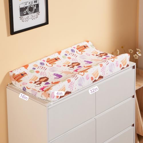 Image of Baby Changing Pad Cover, Changing Table Cover for Girls Boys, Ultra Soft Breathable, 2 Pack Animal Graffiti & dot Printing