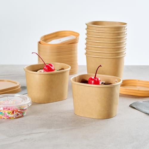 Image of Coppetta 4 Ounce Dessert Cups, 200 Greaseproof Ice Cream Cups - Lids Sold Separately, For Hot And Cold Foods, Kraft Paper Yogurt Bowls, Disposable,For Sundaes, Mousse Or Puddings - Restaurantware