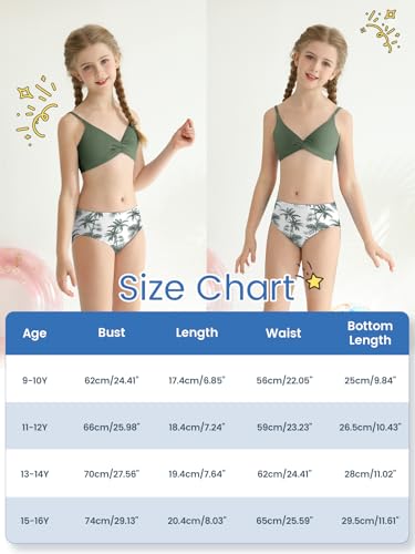 Image of Girls Swimsuit Color Block Bikini Sets Teen Bathing Suit Girls 2 Piece Swimsuits Criss Cross Swimwear for 9-16 Years