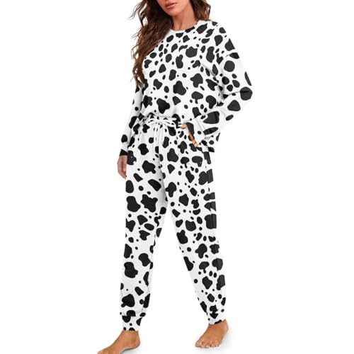 Image of Women's 2 Piece Printed Pajama Set Long Sleeve Sleepwear Set with Long Pants Casual Lounge Sets with Pocket